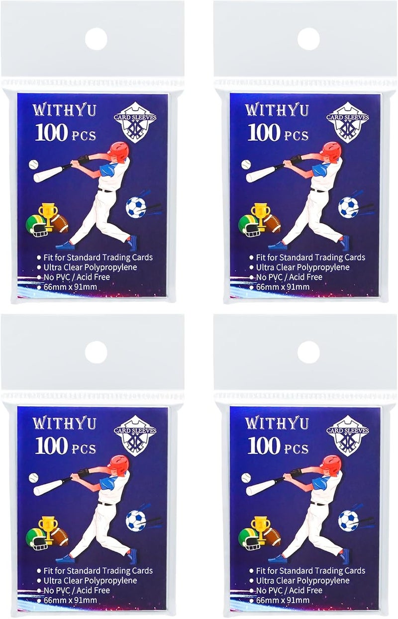 WITHYU 400 Pcs Soft Trading Card Sleeves, Top Loading Penny Card Sleeves for Standard Cards 2.5" X 3.5"，Ultra-Clear Card Protector for Game Cards, Baseball,Sports Cards,Mini Photos - Image 1